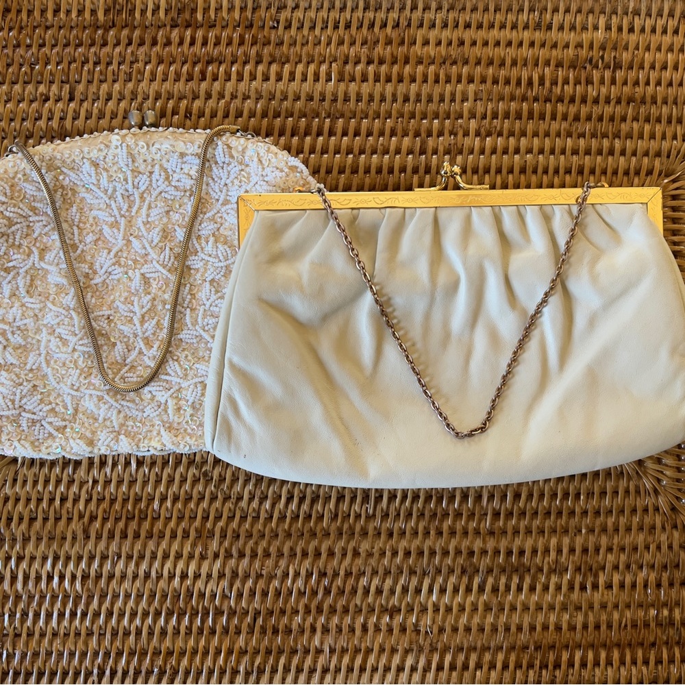 Mid Century Designer Bags. Formal Beaded and Leather Bags. 1950s Evening Clutch - Picture 1 of 9